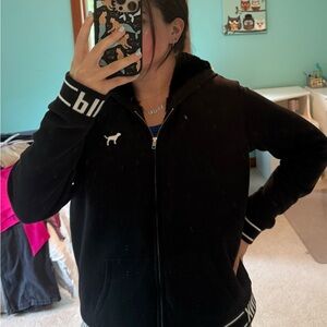 Victoria’s Secret Pink Black and White Fur Jacket EUC Size Large